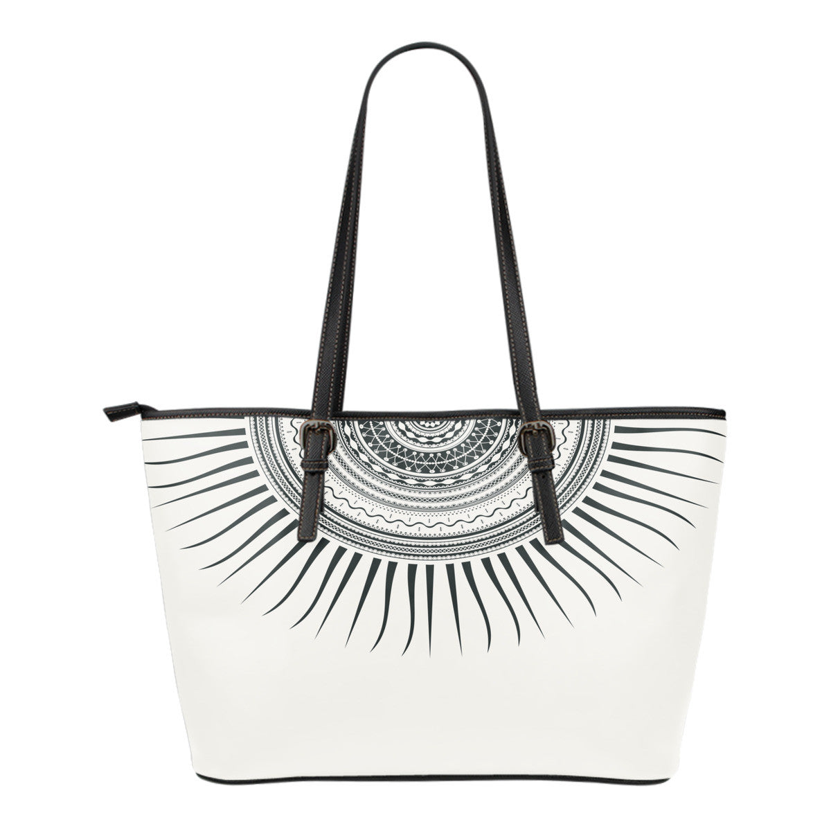 Tribal Sun Small Leather Tote Bag