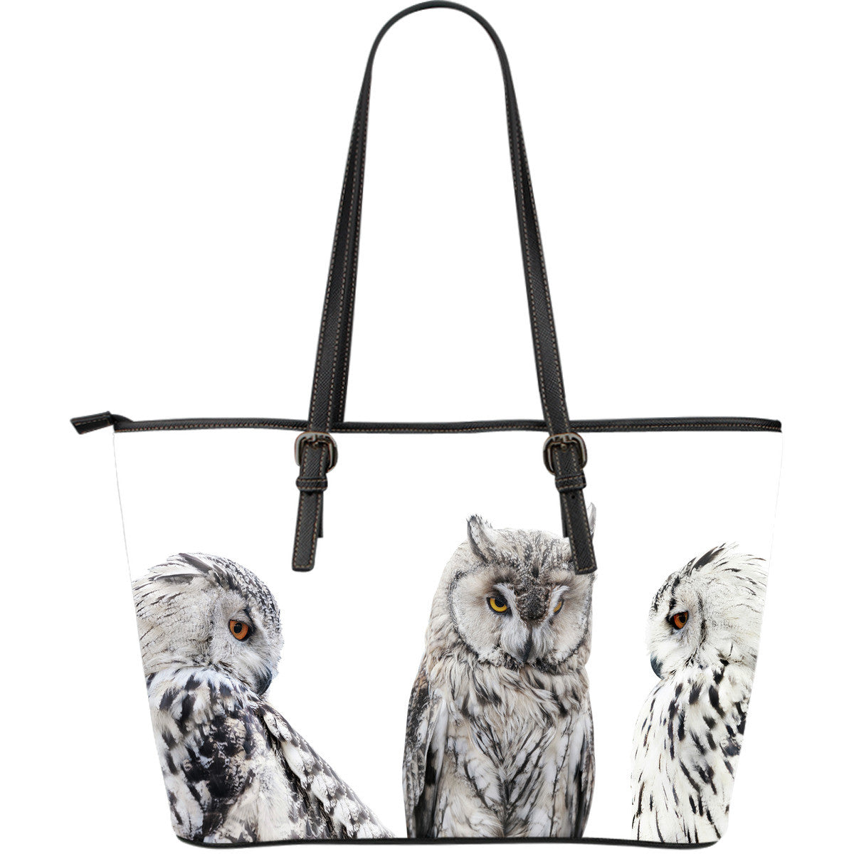 Set of Owls Large Leather Tote Bag