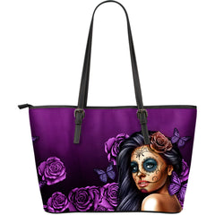 Tattoo Calavera Girl Large Leather Tote Bag - Collection 1
