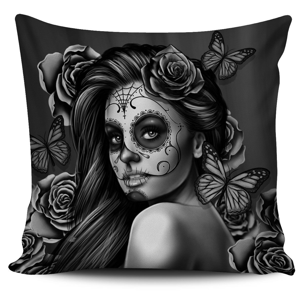 Tattoo Calavera Girl Pillow Cover - Collection 1