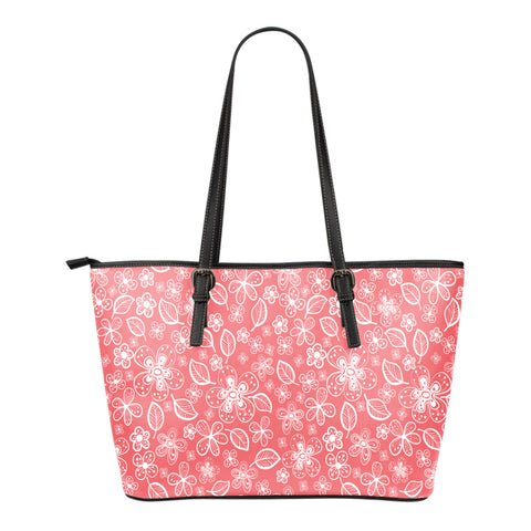 Simply Flowers Small Leather Tote Bag
