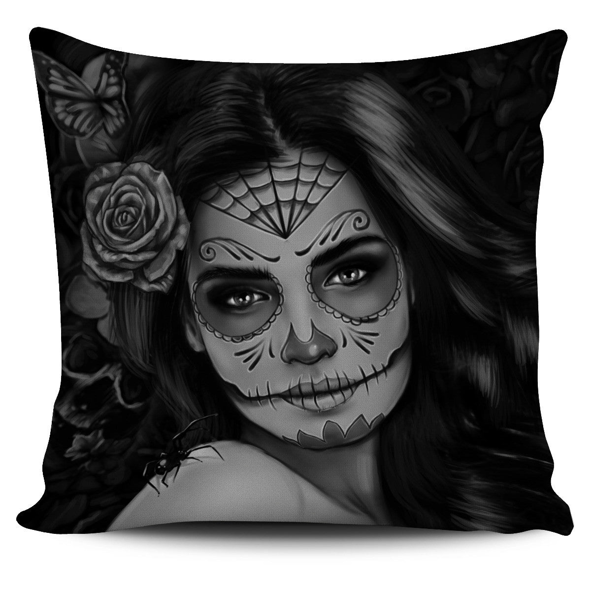 Tattoo Calavera Girl Pillow Cover - Collection 2