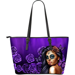 Tattoo Calavera Girl Large Leather Tote Bag - Collection 1