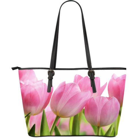 Tulip Flower Large Leather Tote Bag