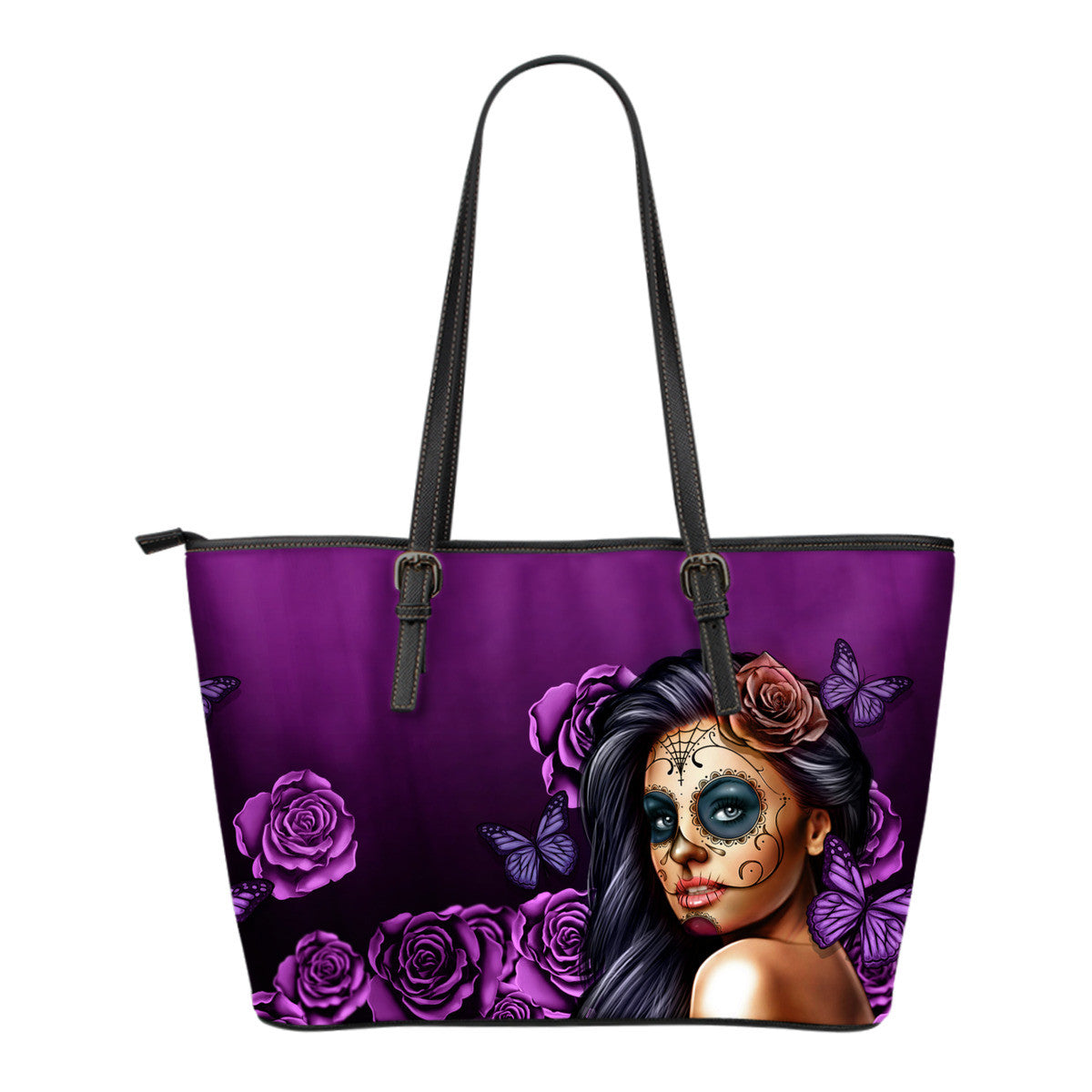 Tattoo Calavera Girl Small Leather Tote Bag - Collection 1