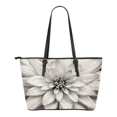 Dahlia Flower Small Leather Tote Bag