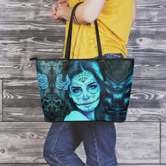 Tattoo Calavera Girl Large Leather Tote Bag - Collection 2