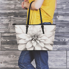 Dahlia Flower Small Leather Tote Bag