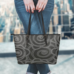 Flower Large Leather Tote Bag