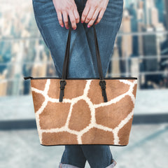 Giraffe Print Large Leather Tote Bag