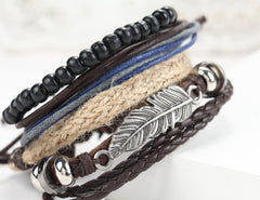 Multi layer Feather Charm Bracelet