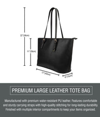 Black Owl Large Leather Tote Bag