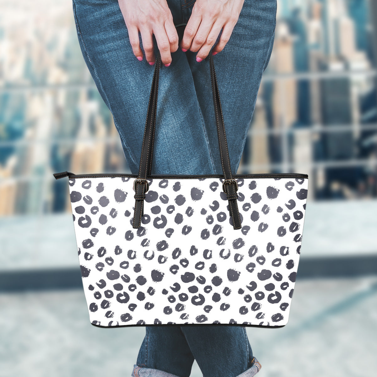 Leopard Large Leather Tote Bag