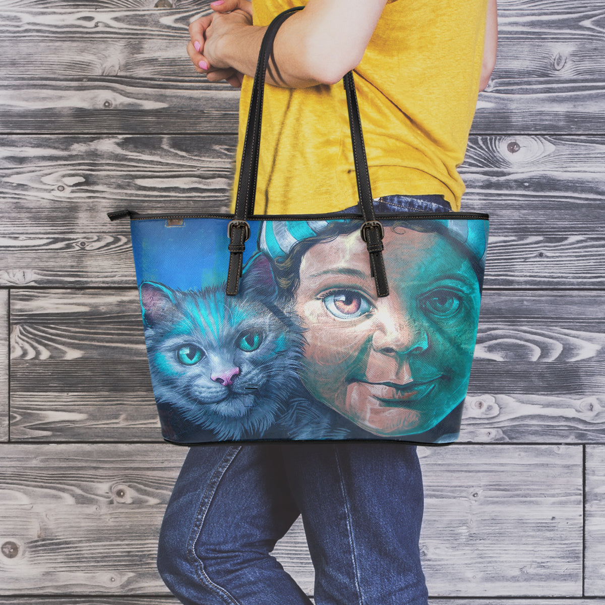 Maisie's Cat Small Leather Tote Bag