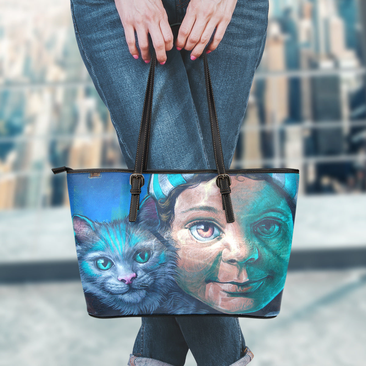 Maisie's Cat Small Leather Tote Bag