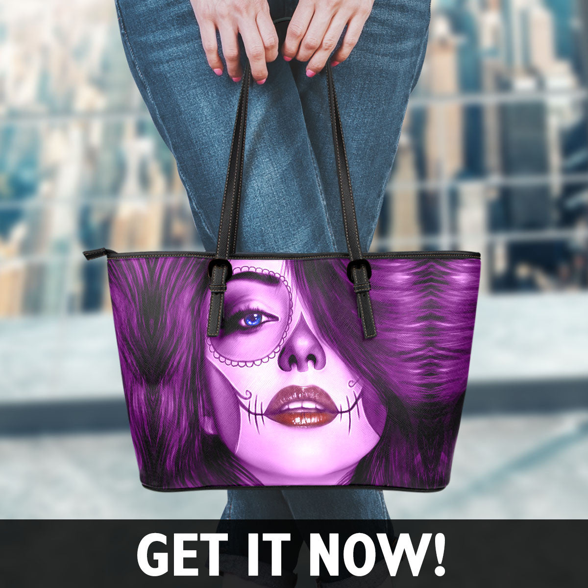 Tattoo Calavera Girl Small Leather Tote Bag - Collection 3