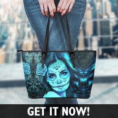 Tattoo Calavera Small Leather Tote Bag - Collection 2
