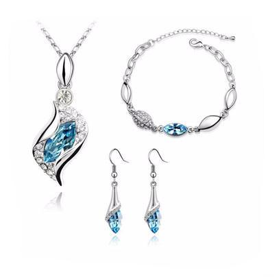 925 Sterling Silver Dark Blue Austrian Crystals Princess Cut Necklace –  HandTstudio