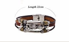 Tibetan Dragon Men's Leather Bracelet