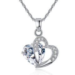 Plated 925 Sterling Silver Heart Pendant Necklace