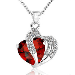 Plated 925 Sterling Silver Heart Pendant Necklace